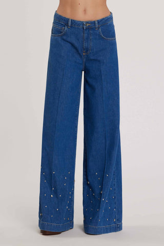 Pantalone LINDA_23 vita media con applicazioni pietre wild fit denim tencel art. RDP2607642001 Donna Relish Primavera Estate 2026
