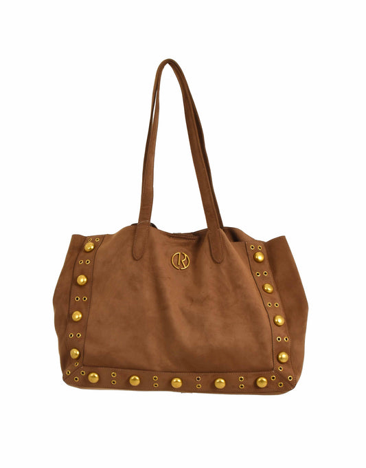 Borsa HARUKA due manici con snap più borchie più occhielli più logo eco-camoscio art. RDP2608009002 Donna Relish Primavera Estate 2026