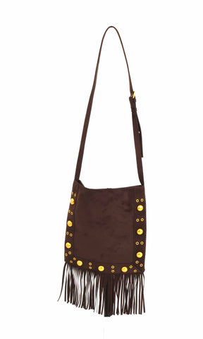 Borsa KIKO con tracolla più snap più borchie più anelli più frange più logo eco-camoscio art. RDP2608010003 Donna Relish Primavera Estate 2026