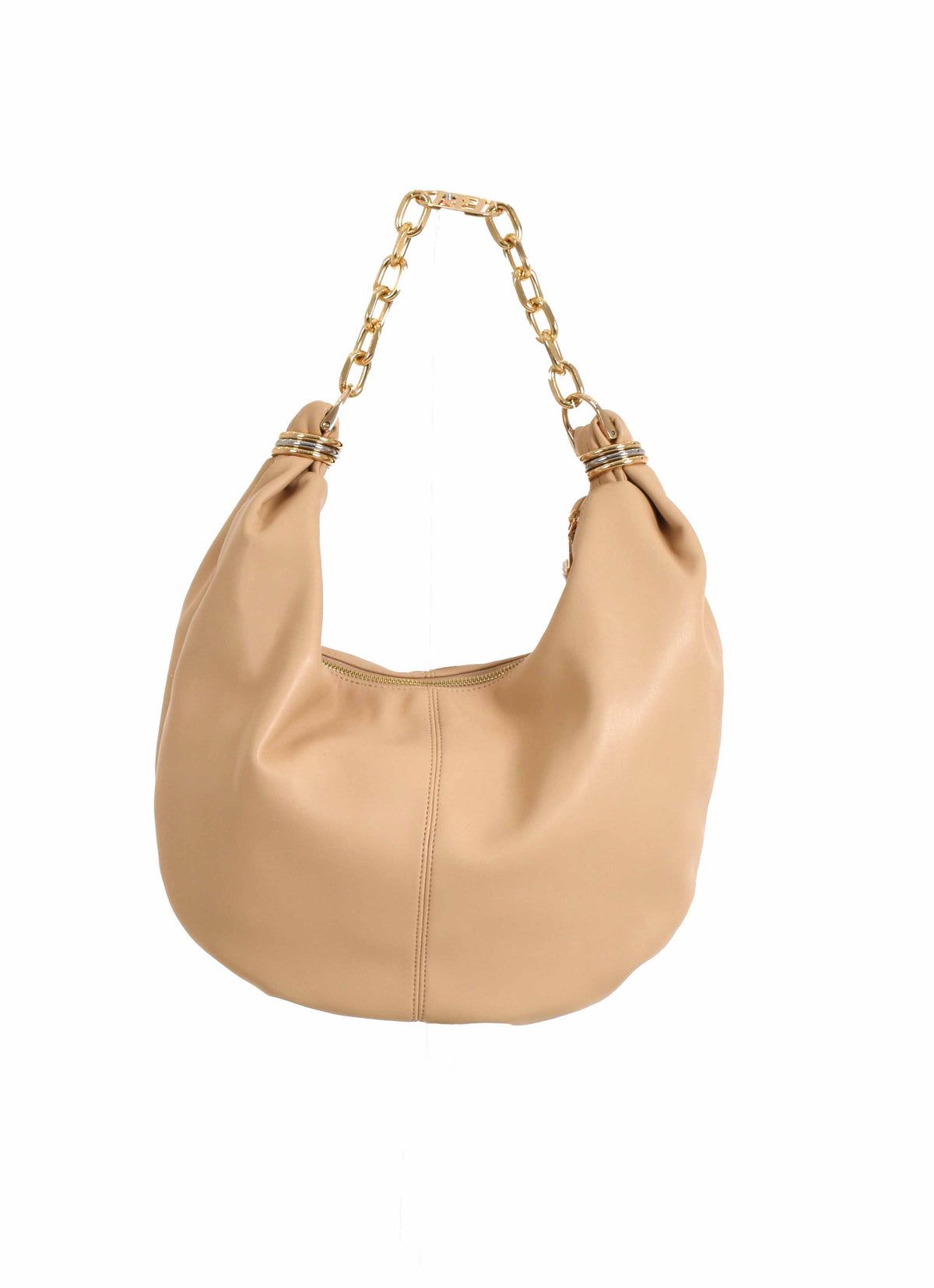 Borsa EMIKOS mezza luna con manico catena logo più anelli più zip ecopelle art. RDP2608011004 Donna Relish Primavera Estate 2026