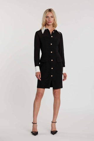 Abito VERSUX corto maniche lunghe con inserti tulle tubino scollo a cuore con bordi a contrasto più bottoni art. RDP2609006042 Donna Relish Primavera Estate 2026