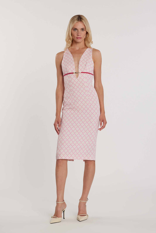 Abito CASSELI midi smanicato tubino scollo a V più dettagli cintura st.logo all over art. RDP2609006044 Donna Relish Primavera Estate 2026