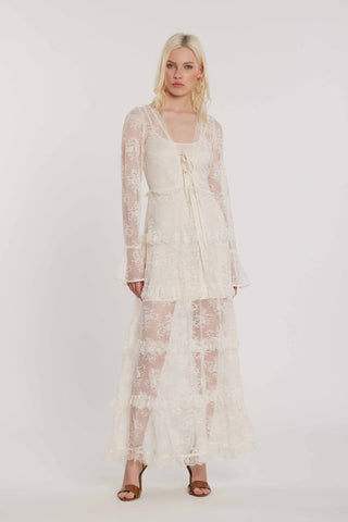 Abito BECKAM lungo maniche lunghe con sottoveste con laccetti più rouches pizzo art. RDP2609009023 Donna Relish Primavera Estate 2026