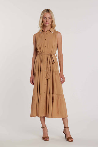 Abito KAZY lungo smanicato chemisier con colletto più strass più cintura art. RDP2609055031 Donna Relish Primavera Estate 2026