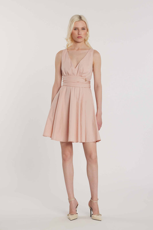 Abito COLLARD corto smanicato scollo a V con pieghe in vita più gonna a ruota art. RDP2609056036 Donna Relish Primavera Estate 2026