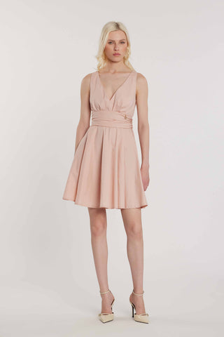 Abito COLLARD corto smanicato scollo a V con pieghe in vita più gonna a ruota art. RDP2609056036 Donna Relish Primavera Estate 2026