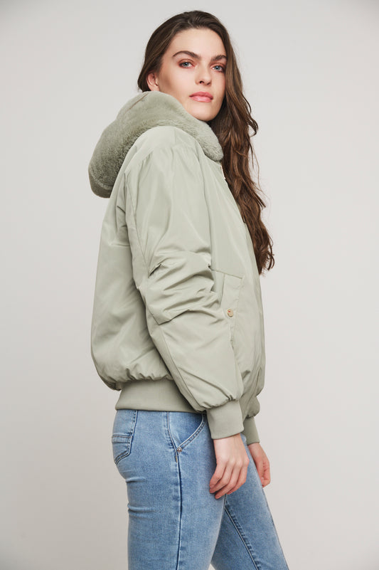 Piumino RUBIA REVERSIBLE BOMBER JACKET WITH FAUX FUR HOOD  -Rino & Pelle- Autunno Inverno 2024/25 Artichoke