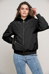 Piumino RUBIA REVERSIBLE BOMBER JACKET WITH FAUX FUR HOOD  -Rino & Pelle- Autunno Inverno 2024/25 Black