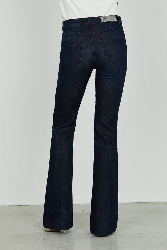 Panta SCHIFFERnerv_200 v.media 5ts con impunture flaire fit denim blue più lurex art. RDA2507654026 Donna Relish Autunno Inverno 2025/2026