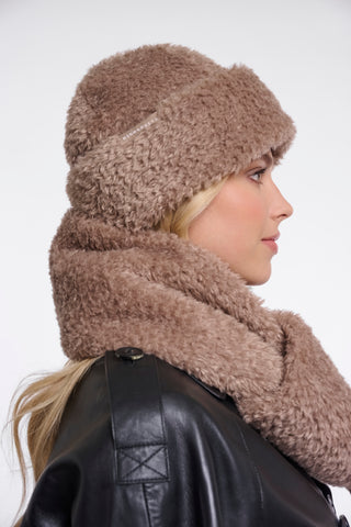 Berretto donna art. Saito Rino & Pelle Mocha latte