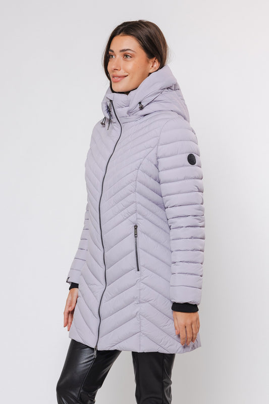 Cappotto piumino SEL HIP LENGTH PADDED COAT WITH DETACHABLE HOOD -Rino & Pelle- Autunno Inverno 2024/25 Lilac fog