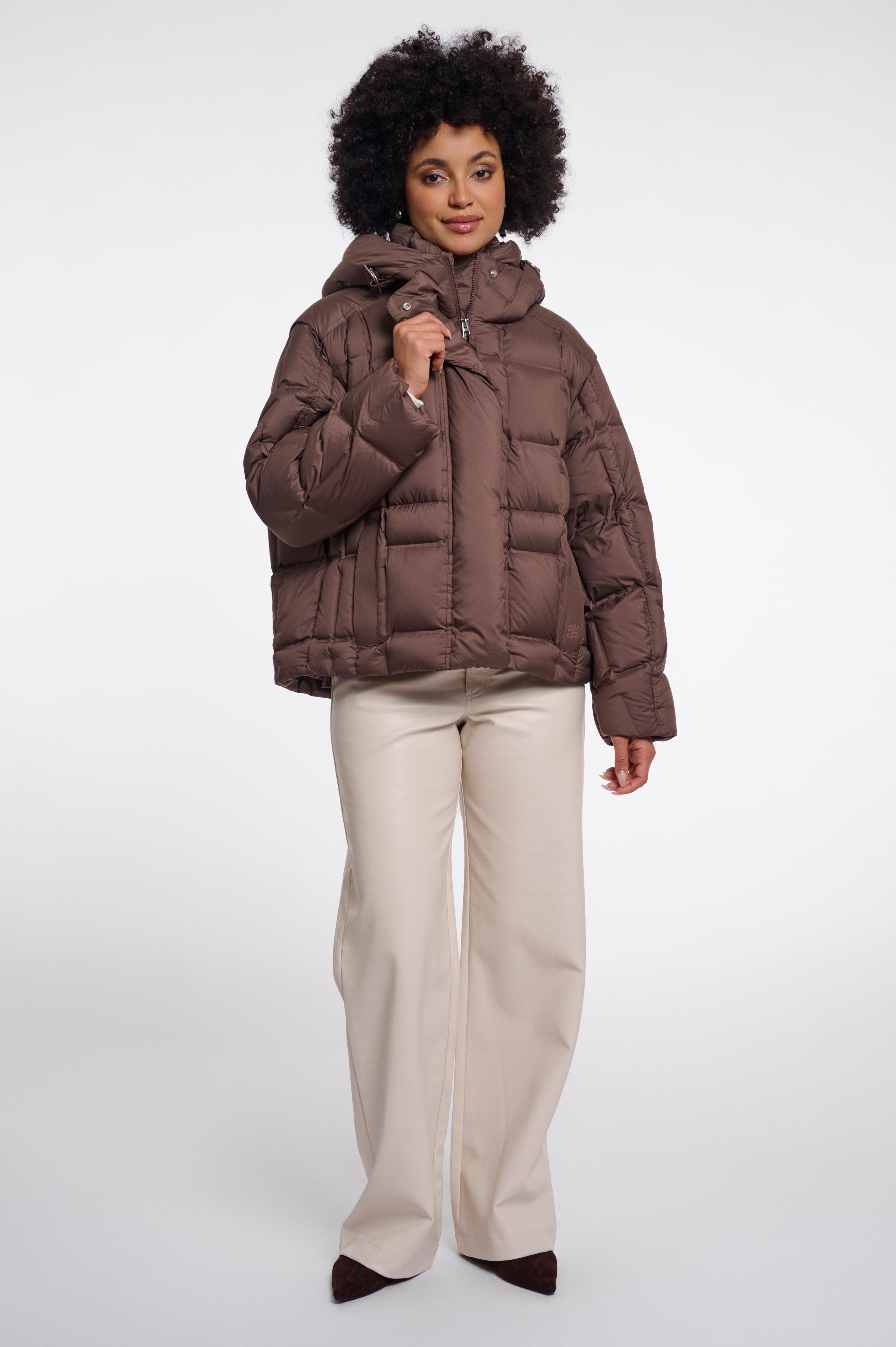 Piumino donna art. Wonah Rino & Pelle Dusty coffee