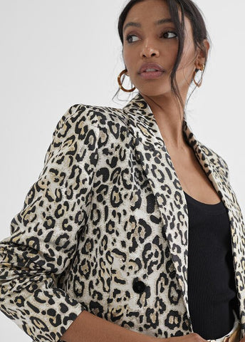 BLAZER DORATO CON STAMPA ANIMALIER - Lola Casademunt Primavera Estate 2024 - MS2402007 - Denny Store