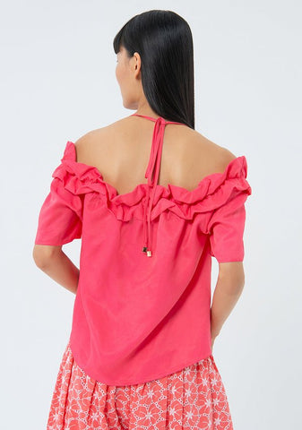 Blusa linea ad A in viscosa e lino - Fracomina Primavera Estate SS 2024 - FS24ST1005W70901 - Denny Store Italia