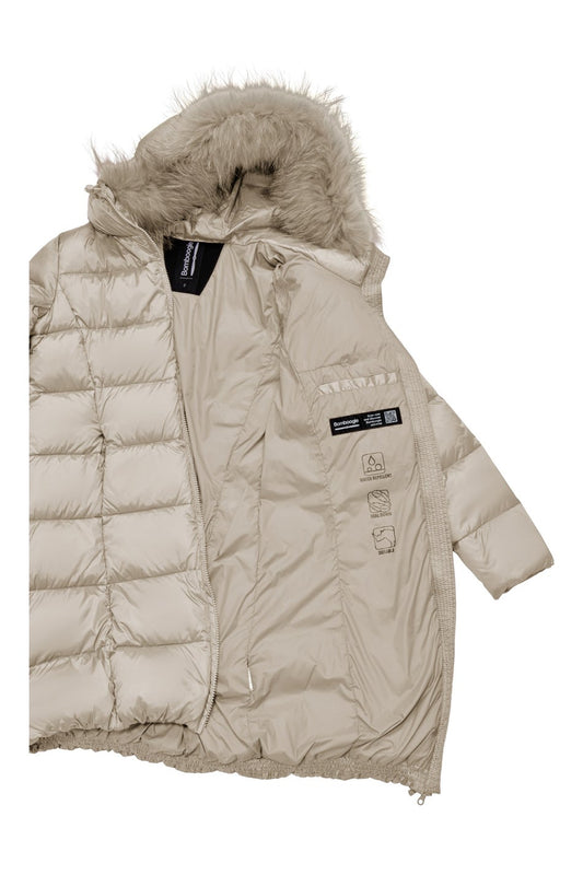 Piumino in Nylon Bright con Cappuccio in Pelliccia - art CW093PTDLC3- Bomboogie Autunno Inverno 2024/25 Crystal Grey