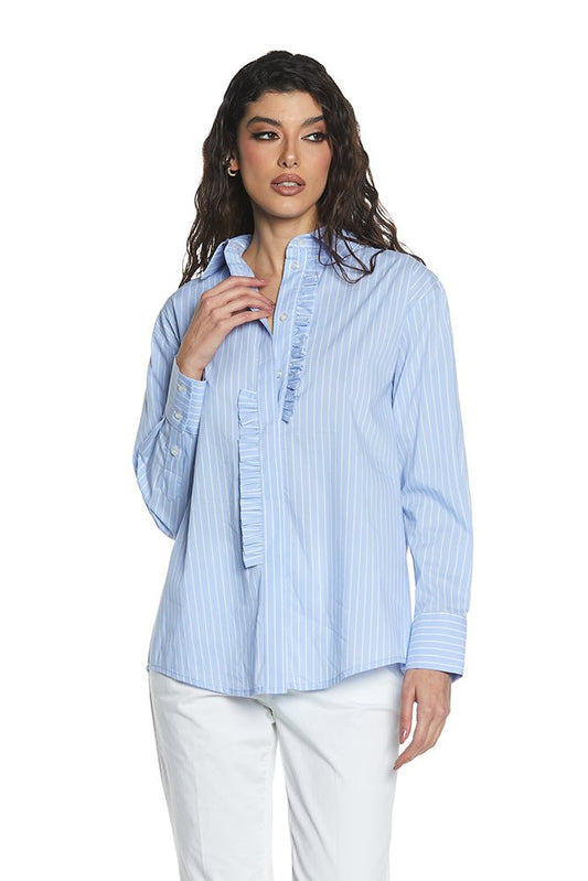 Camicia Artemides M/L C/Rouches Fintone+Ricamo Logo Righe art. RDP2403056004 Donna Relish Primavera Estate 2024 - Denny Store Italia