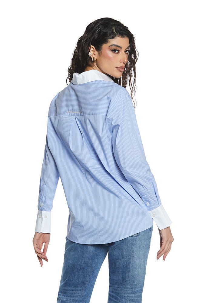 Camicia Asteris_A M/L C/Colletto+Polsi A Contrasto+Ricamo Logo Righe art. RDP2403056003 Donna Relish Primavera Estate 2024 - Denny Store Italia