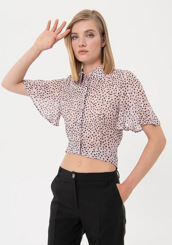 Camicia cropped in fantasia pois - Fracomina Primavera Estate SS 2024 - FR24ST6022W689R8 - Denny Store Italia