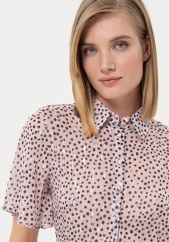 Camicia cropped in fantasia pois - Fracomina Primavera Estate SS 2024 - FR24ST6022W689R8 - Denny Store Italia