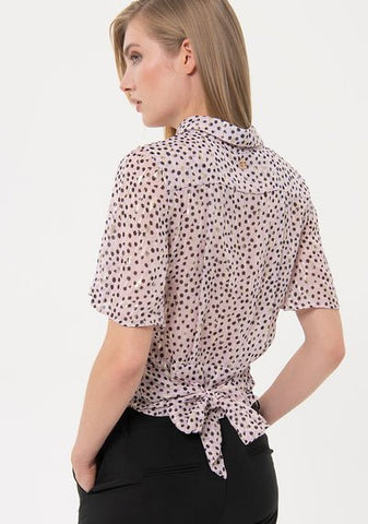 Camicia cropped in fantasia pois - Fracomina Primavera Estate SS 2024 - FR24ST6022W689R8 - Denny Store Italia