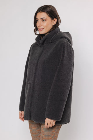 Cappotto DUMI REVERSIBLE HOODED COAT Rino & Pelle Autunno Inverno 2024/25 Graphite - Denny Store