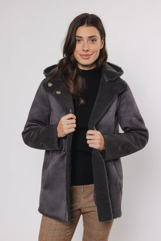 Cappotto DUMI REVERSIBLE HOODED COAT Rino & Pelle Autunno Inverno 2024/25 Graphite - Denny Store