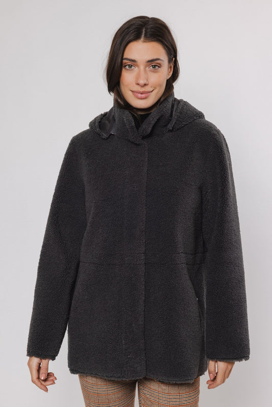 Cappotto DUMI REVERSIBLE HOODED COAT Rino & Pelle Autunno Inverno 2024/25 Graphite - Denny Store