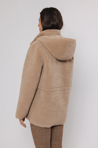 Cappotto DUMI REVERSIBLE HOODED COAT Rino & Pelle Autunno Inverno 2024/25 Sand - Denny Store