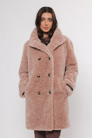 Cappotto ENA MID LONG TEDDY COAT Rino & Pelle Autunno Inverno 2024/25 Powder - Denny Store