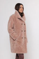 Cappotto ENA MID LONG TEDDY COAT Rino & Pelle Autunno Inverno 2024/25 Powder - Denny Store