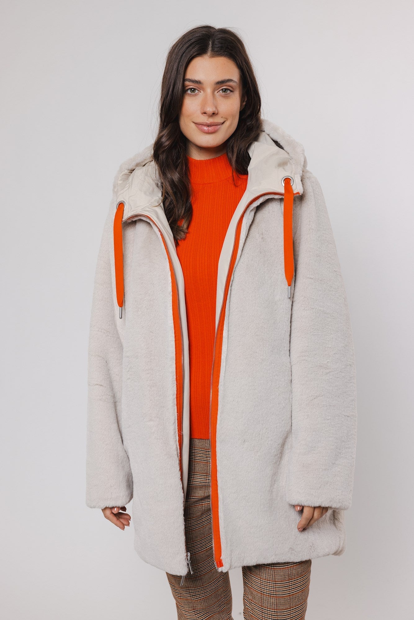 Cappotto JAVIN REVERSIBLE HOODED COAT WITH FAUX FUR LINING - Rino & Pelle - Autunno Inverno 2024/25 - Birch and birch - Denny Store