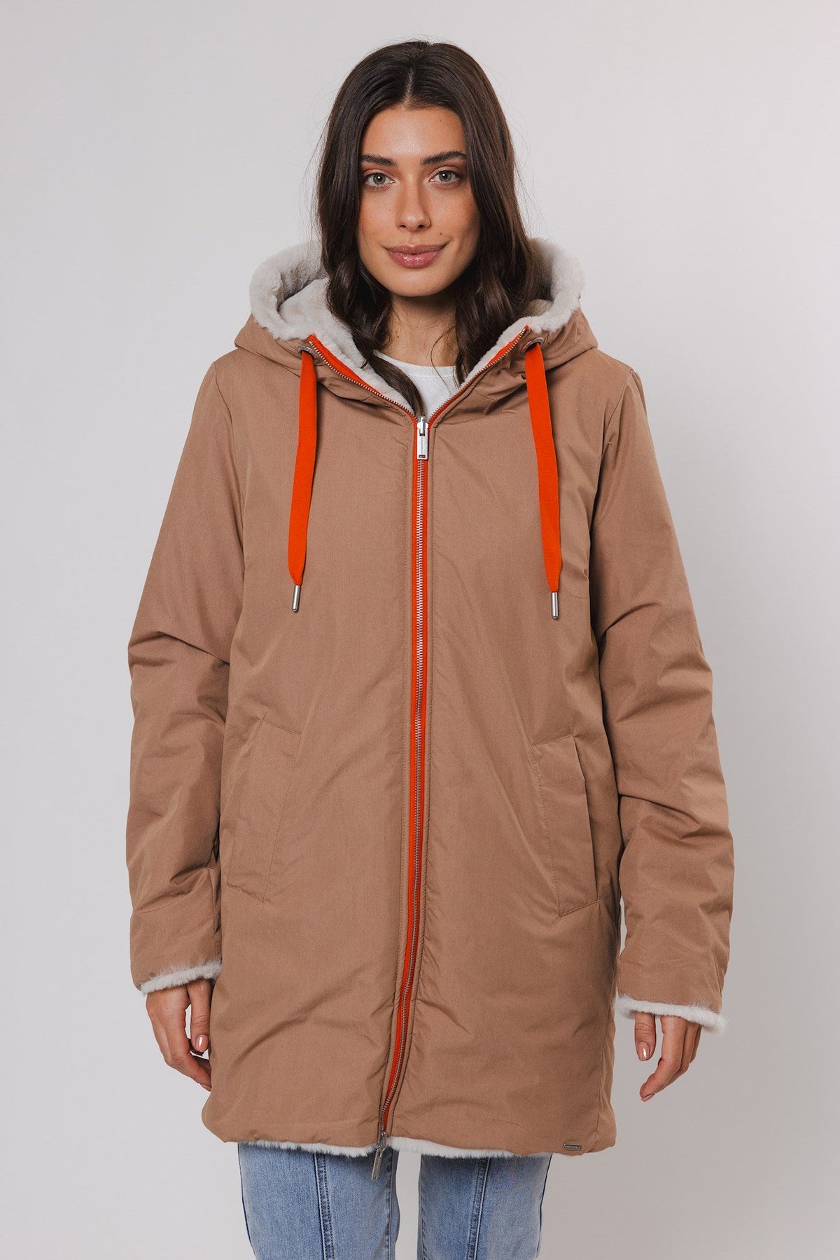 Cappotto JAVIN REVERSIBLE HOODED COAT WITH FAUX FUR LINING - Rino & Pelle - Autunno Inverno 2024/25 - Twig and birch - Denny Store