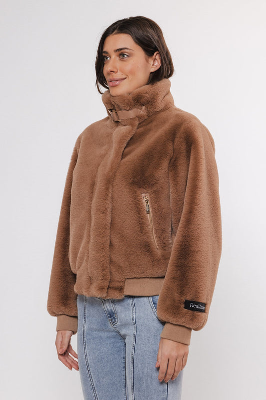 Giacca Ambra short fake fur jacket - Rino & Pelle - Autunno Inverno 2024/25 marrone - Denny Store