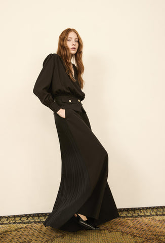 Pantalone a palazzo con plissè - art. 521DD25008  - Denny Rose Autunno Inverno 2025/26