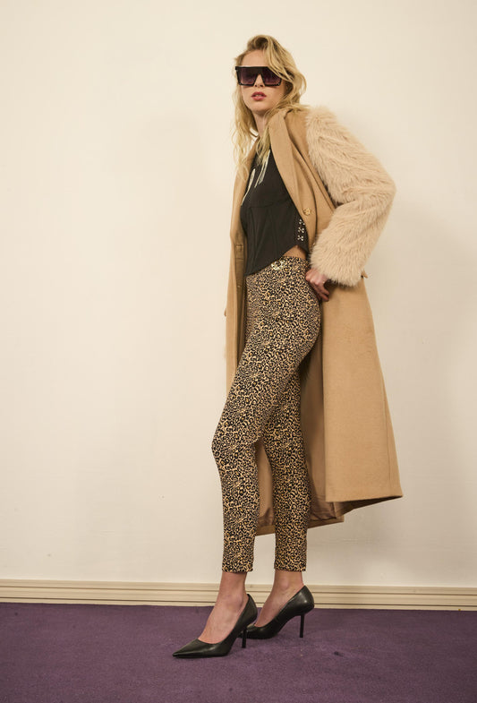 Cappotto monopetto con maniche in eco pelliccia- art. 521DD35008 - Denny Rose Autunno Inverno 2025/26