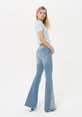 Jeans bootcut in denim con lavaggio stonewash - Fracomina Primavera Estate SS 2024 - FR24SVA004D401R9 - Denny Store Italia