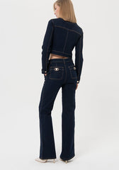 Jeans flare in denim con lavaggio rince - Fracomina Primavera Estate SS 2024 - FR24SV2008D45793 - Denny Store Italia