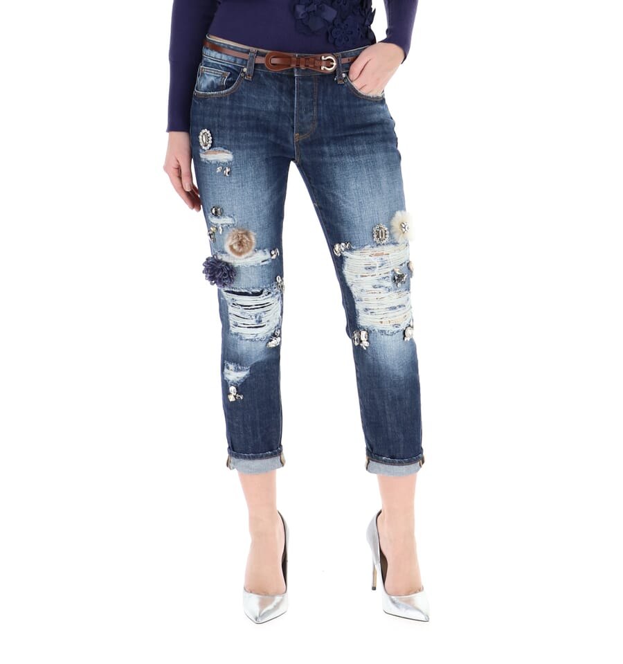 Jeans jeans con perle e strappi FR18FMJCARA7 - Fracomina Autunno/Inverno 2021/22 - Outlet - Denny Store Italia