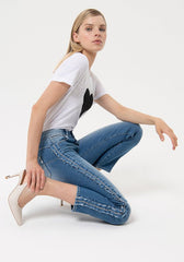 Jeans skinny effetto push up in denim con lavaggio vintage - Fracomina Primavera Estate SS 2024 - FR24SV8010D401R9 - Denny Store Italia