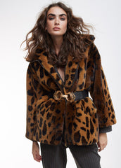 Cappotto Corto In Pelliccia Con Stampa Animalier - Lola Casademunt Autunno/Inverno 2024/25 - LF2401010