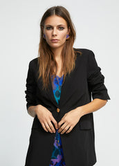 Blazer Nero Basic Con Fodera Stampata - Lola Casademunt Autunno/Inverno 2024/25 - LF2402014