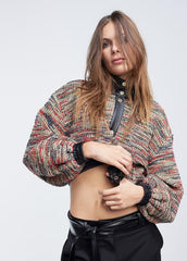 Bomber in tweed con dettagli effetto pelle - Lola Casademunt Autunno/Inverno 2024/25