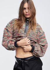 Bomber in tweed con dettagli effetto pelle - Lola Casademunt Autunno/Inverno 2024/25