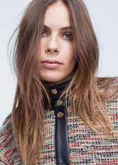 Bomber in tweed con dettagli effetto pelle - Lola Casademunt Autunno/Inverno 2024/25