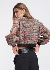 Bomber in tweed con dettagli effetto pelle - Lola Casademunt Autunno/Inverno 2024/25