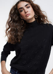 Maglia Perkins Al Collo Con Strass E Strisce Orizzontali - Lola Casademunt Autunno/Inverno 2024/25 - LF2411018