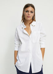 Camicia basic in popeline BIANCO  - Lola Casademunt Autunno/Inverno 2024/25 - LF2415001