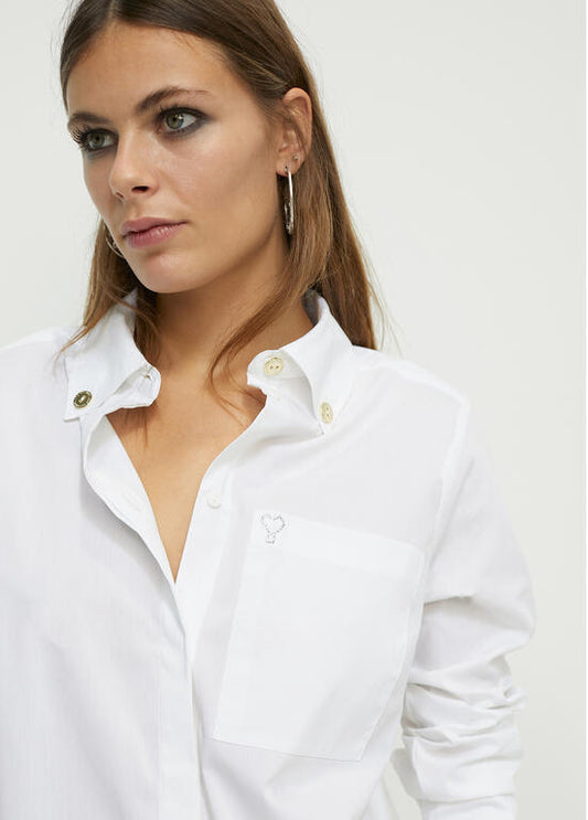 Camicia basic in popeline BIANCO  - Lola Casademunt Autunno/Inverno 2024/25 - LF2415001