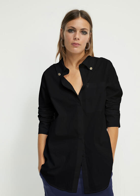 Camicia basic in popeline NERO  - Lola Casademunt Autunno/Inverno 2024/25 - LF2415001