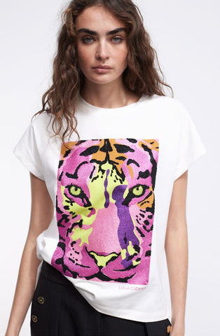 T-Shirt manica corta Con tigre - Lola Casademunt Autunno/Inverno 2024/25 - LF2415012